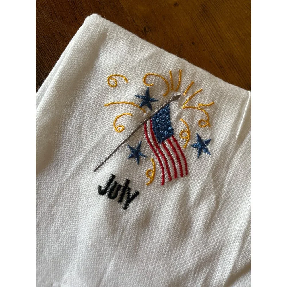 Embroidered Seasonal Linen Hand Towels Set Of 6 Months